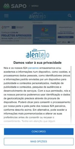 Anteprima del sito Jornal Alto Alentejo, media di Portogallo per articoli sponsorizzati