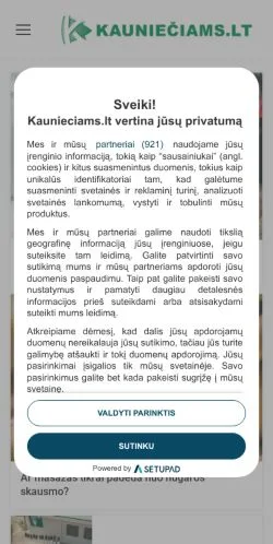 Anteprima del sito Kauniečiams, media di Lituania per articoli sponsorizzati