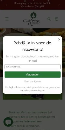 Preview of the Kerstdiner.nl website, a media outlet in Netherlands for sponsored articles