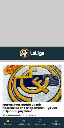 Preview of the La Liga Home website, a media outlet in Finland for sponsored articles