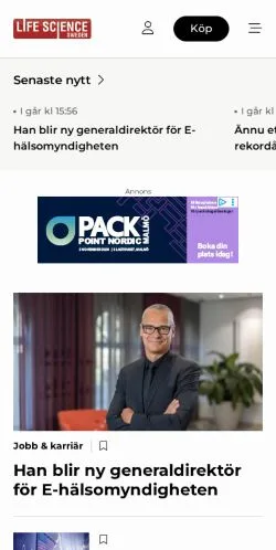 Anteprima del sito Nyheter, media di Svezia per articoli sponsorizzati