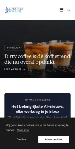 Podgląd witryny LifestyleForHer, medium z kraju Holandia do artykułów sponsorowanych