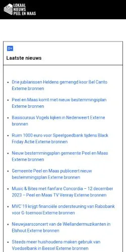 スポンサード記事向けのオランダメディア、Lokaal Nieuws Peel En Maasのサイトプレビュー