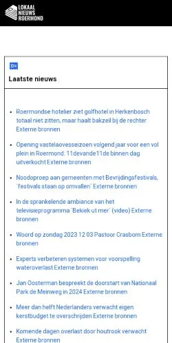 Anteprima del sito Lokaal Nieuws Roermond, media di Paesi Bassi per articoli sponsorizzati