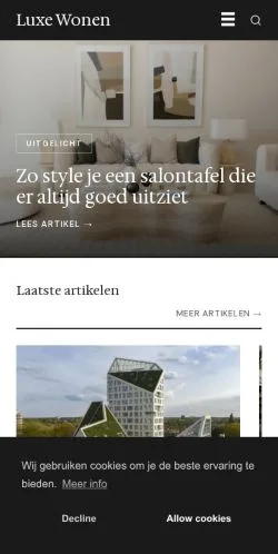 Podgląd witryny Luxe Wonen, medium z kraju Holandia do artykułów sponsorowanych