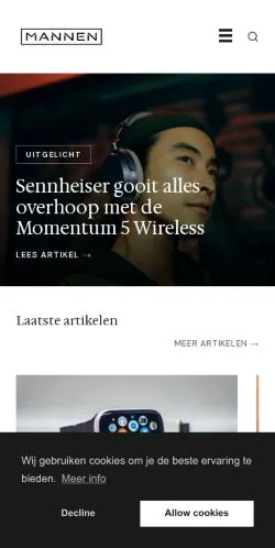 スポンサード記事向けのオランダメディア、Mannenのサイトプレビュー