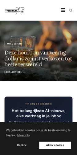 Sponsorlu makaleler için Hollanda medyası MannenTalk sitesinin önizlemesi