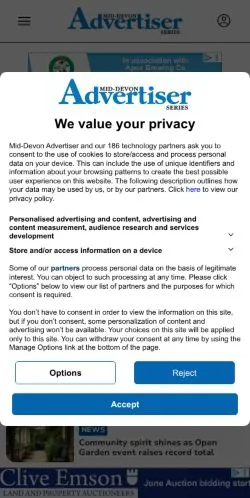 Anteprima del sito Mid Devon Advertiser, media di Regno Unito per articoli sponsorizzati
