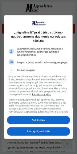 Podgląd witryny Mūsų Ignalina, medium z kraju Litwa do artykułów sponsorowanych