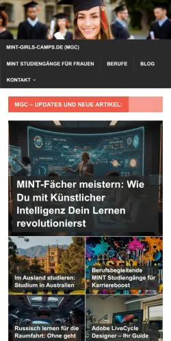 Vista previa del sitio MINT Für Frauen, medio de Alemania para artículos patrocinados