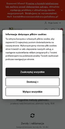 Anteprima del sito Nowoczesne Dekoracje Do Domu, media di Polonia per articoli sponsorizzati