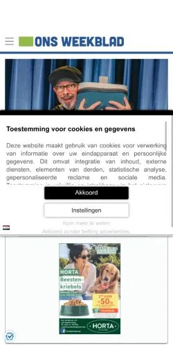 Voorbeeld van de site Ons Weekblad, medium uit Nederland voor gesponsorde artikelen