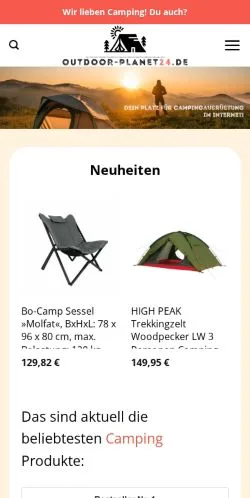 Anteprima del sito Outdoor-Planet24, media di Germania per articoli sponsorizzati