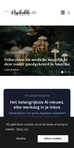 Voorbeeld van de site Psychedelic Trip, medium uit Nederland voor gesponsorde artikelen