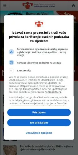 Anteprima del sito Rama-Prozor, media di Stati Uniti per articoli sponsorizzati