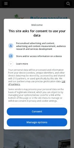 スポンサード記事向けのノルウェーメディア、Reisemagazinetのサイトプレビュー