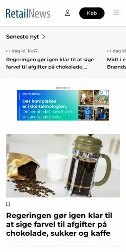 Anteprima del sito Nyheder, media di Danimarca per articoli sponsorizzati