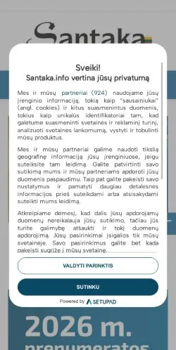 Anteprima del sito Santaka, media di Lituania per articoli sponsorizzati