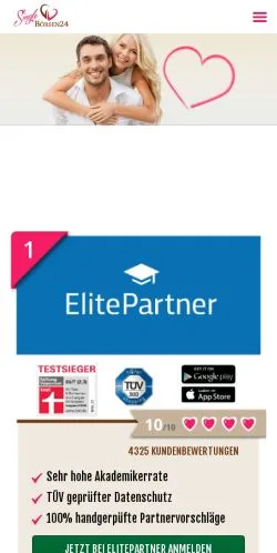 Forhåndsvisning av nettstedet Singlebörsen Vergleich, medium fra Tyskland for sponsede artikler