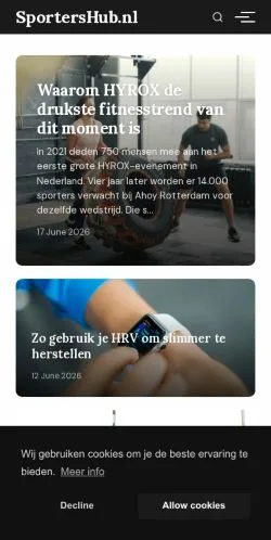 Anteprima del sito SportersHub, media di Paesi Bassi per articoli sponsorizzati