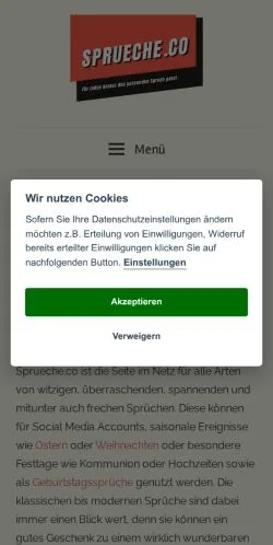 スポンサード記事向けのドイツメディア、sprueche.coのサイトプレビュー