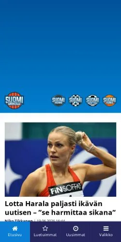 Anteprima del sito SuomiUrheilu, media di Finlandia per articoli sponsorizzati