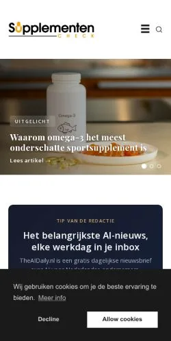 Podgląd witryny SupplementenCheck, medium z kraju Holandia do artykułów sponsorowanych