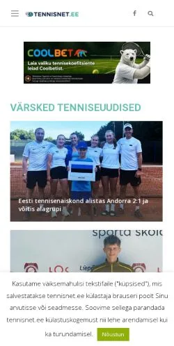 Anteprima del sito Tennisnet, media di Estonia per articoli sponsorizzati