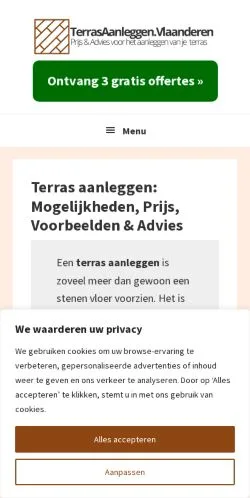Pré-visualização do site Terras Aanleggen, meio de Países Baixos para artigos patrocinados