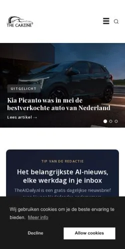 Anteprima del sito The Carzine, media di Paesi Bassi per articoli sponsorizzati