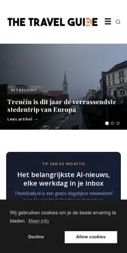 Anteprima del sito TheTravelGuide, media di Paesi Bassi per articoli sponsorizzati