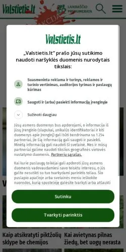 Anteprima del sito Valstietis.lt, media di Stati Uniti per articoli sponsorizzati