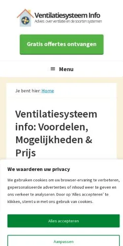 Podgląd witryny Ventilatiesysteem, medium z kraju Belgia do artykułów sponsorowanych