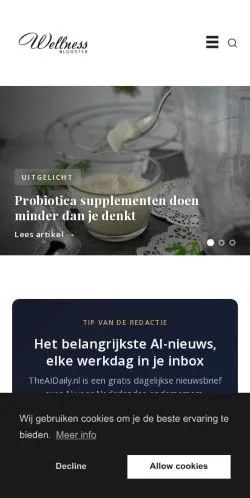 Anteprima del sito Wellness Blogster, media di Paesi Bassi per articoli sponsorizzati