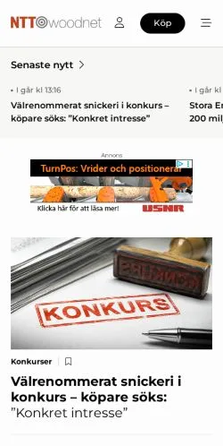 Podgląd witryny Nyheter, medium z kraju Szwecja do artykułów sponsorowanych
