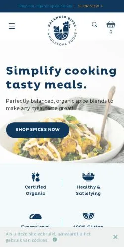 スポンサード記事向けのアメリカ合衆国メディア、Balanced Bites Wholesome Foodsのサイトプレビュー