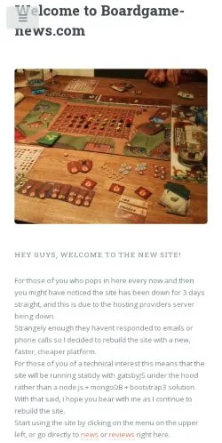 Podgląd witryny BoardGame-News, medium z kraju Stany Zjednoczone do artykułów sponsorowanych