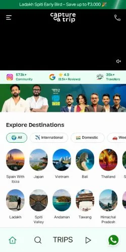 Preview of the Capture A Trip website, a media outlet in India for sponsored articles