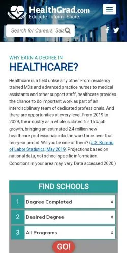 스폰서 기사용 미국 매체 HealthGrad 사이트 미리보기