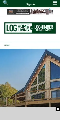 Preview of the Log Home Living website, a media outlet in United States for sponsored articles