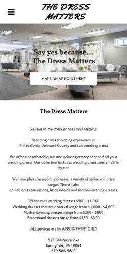 Anteprima del sito The Dress Matters, media di Stati Uniti per articoli sponsorizzati