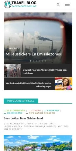 Anteprima del sito Backpackers-Online, media di Paesi Bassi per articoli sponsorizzati