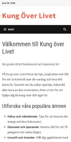 Anteprima del sito Kung Över Livet, media di Svezia per articoli sponsorizzati