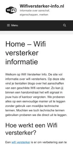 Pré-visualização do site Wifi Versterker Info, meio de Países Baixos para artigos patrocinados