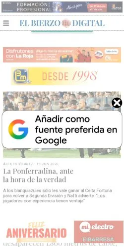 Podgląd witryny El Bierzo Digital, medium z kraju Hiszpania do artykułów sponsorowanych