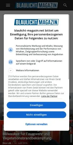 Anteprima del sito Blaulicht-Magazin, media di Germania per articoli sponsorizzati