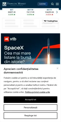 Anteprima del sito Financial Market, media di Romania per articoli sponsorizzati