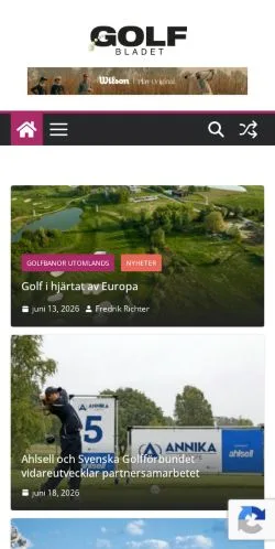 스폰서 기사용 스웨덴 매체 Golfbladet 사이트 미리보기