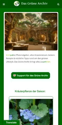Podgląd witryny Das Grüne Archiv, medium z kraju Niemcy do artykułów sponsorowanych