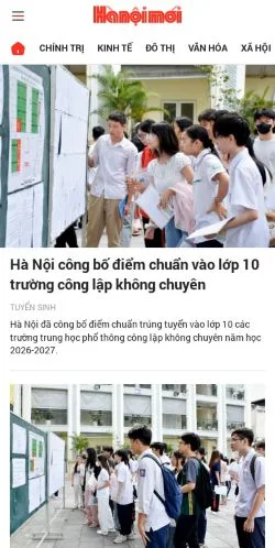 스폰서 기사용 미국 매체 Hà Nội Mới 사이트 미리보기